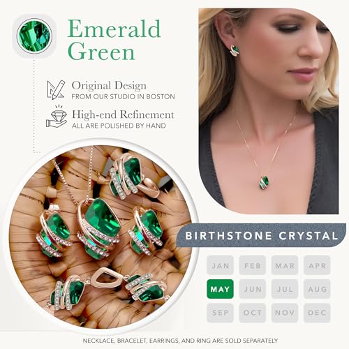 May Birthstone Green Pendant Necklace in Rose Gold