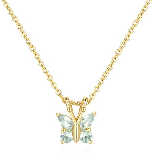 Butterfly Necklace with Light Blue CZ Stones