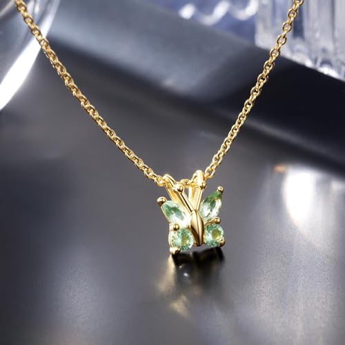 Butterfly Necklace with Light Blue CZ Stones