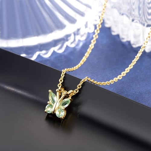 Butterfly Necklace with Light Blue CZ Stones