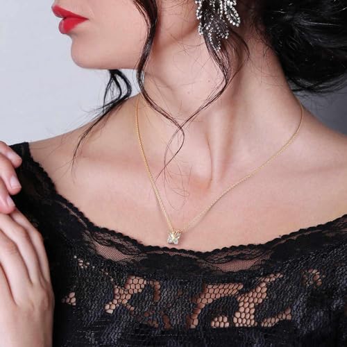 Butterfly Necklace with Light Blue CZ Stones