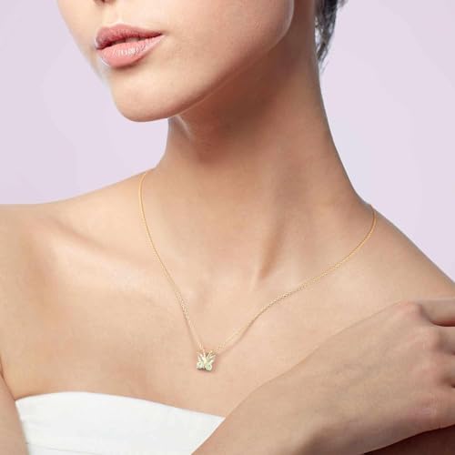 Butterfly Necklace with Light Blue CZ Stones
