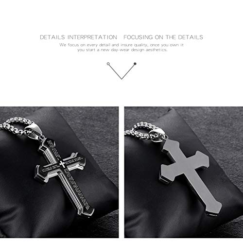 OLEVS Men's Large Black Cross Pendant Necklace