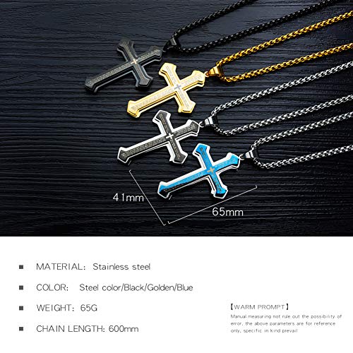 OLEVS Men's Large Black Cross Pendant Necklace