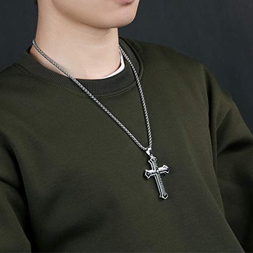 OLEVS Men's Large Black Cross Pendant Necklace