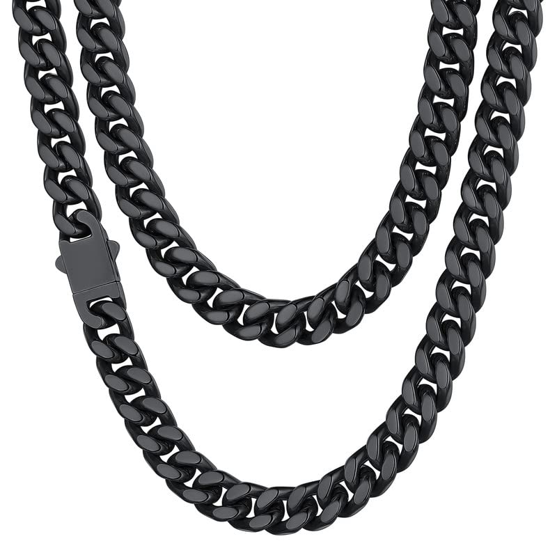 Men's 22" Black Cuban Link Chain Necklace