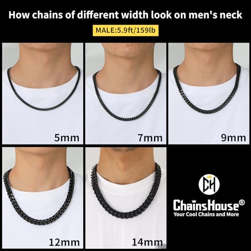 Men's 22" Black Cuban Link Chain Necklace