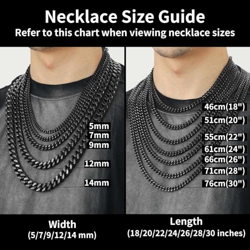 Men's 22" Black Cuban Link Chain Necklace