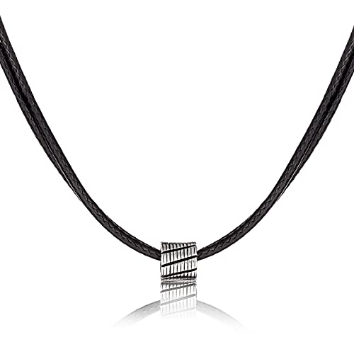 Men's Stylish Leather Choker Necklace with Pendant