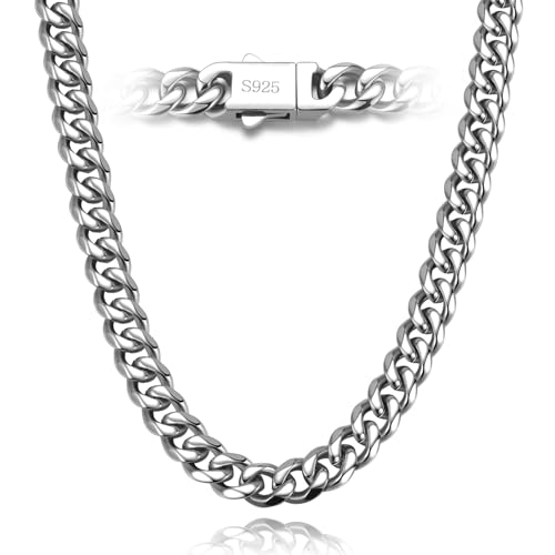 Diamond Cut Cuban Link Curb Necklace in Silver