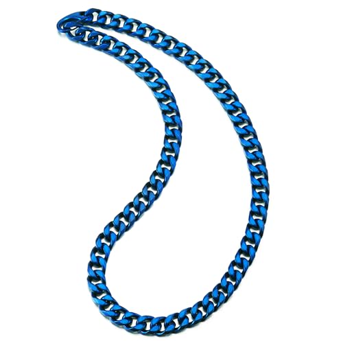 Large Blue Cuban Chain Necklace for Men 24