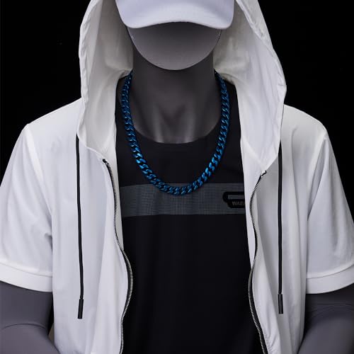 Large Blue Cuban Chain Necklace for Men 24