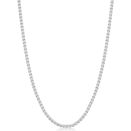 Silver Tone Wheat Chain Necklace for Men 28 Inch