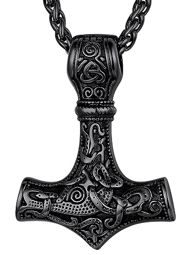 Men's Thor's Hammer Necklace - Viking Mjolnir Pendant