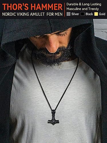 Men's Thor's Hammer Necklace - Viking Mjolnir Pendant