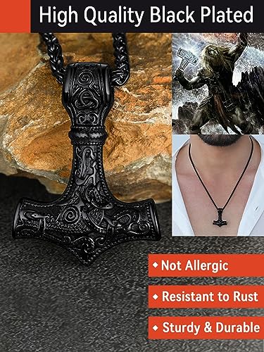 Men's Thor's Hammer Necklace - Viking Mjolnir Pendant