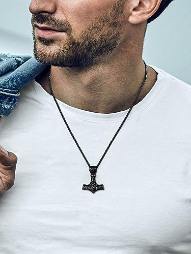 Men's Thor's Hammer Necklace - Viking Mjolnir Pendant
