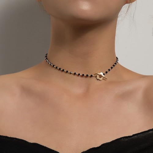 Gold Flower Choker Necklace for Women and Girls