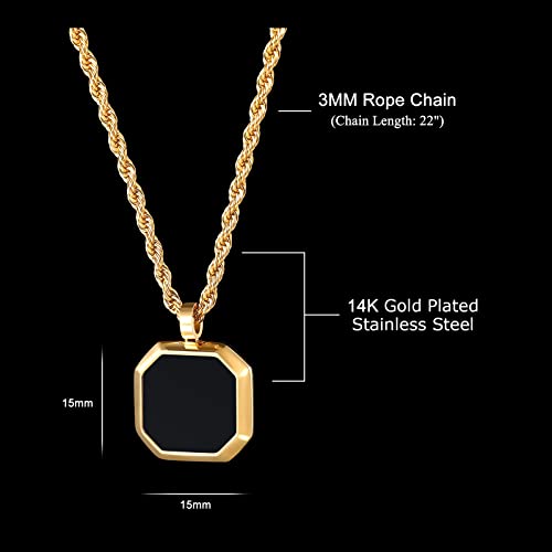 Black Onyx Pendant Necklace with 14k Gold Plating