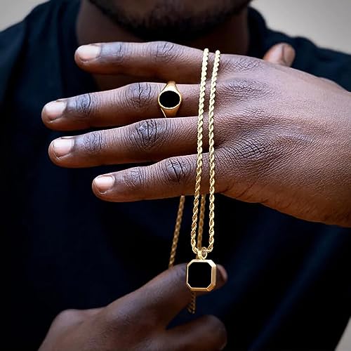 Black Onyx Pendant Necklace with 14k Gold Plating