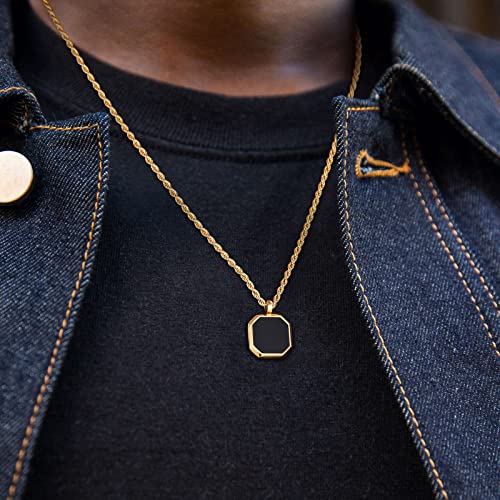 Black Onyx Pendant Necklace with 14k Gold Plating