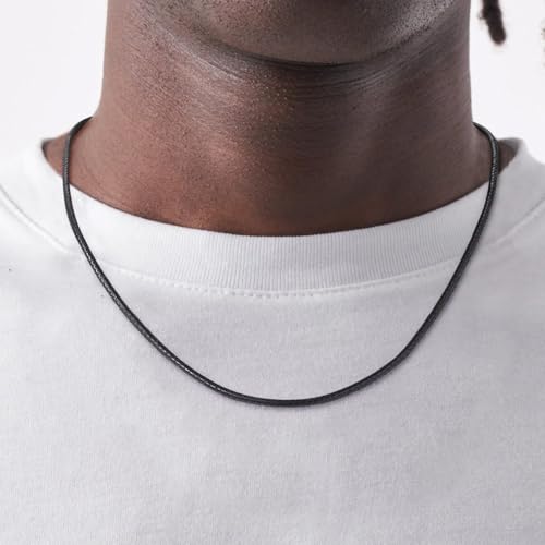 Men's 20" Black Leather Cord Necklace