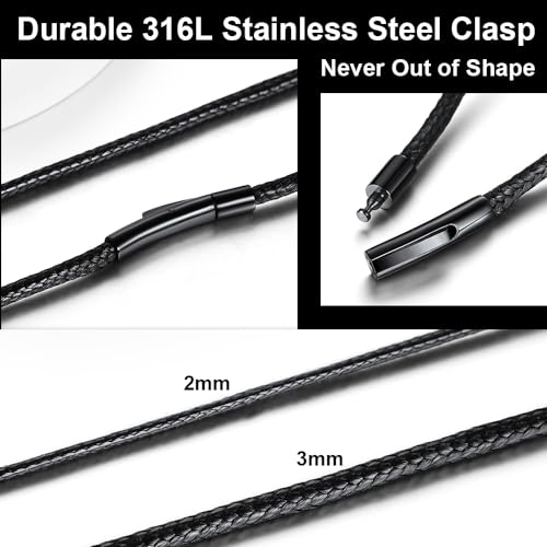 Men's 20" Black Leather Cord Necklace