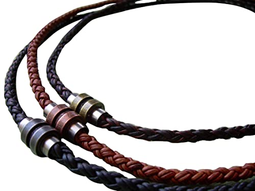 Handmade Braided Leather Necklace with Magnetic Clasp