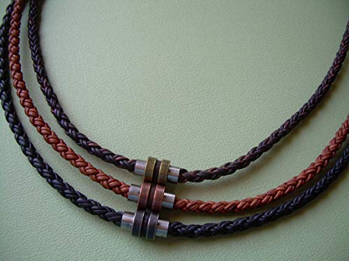 Handmade Braided Leather Necklace with Magnetic Clasp
