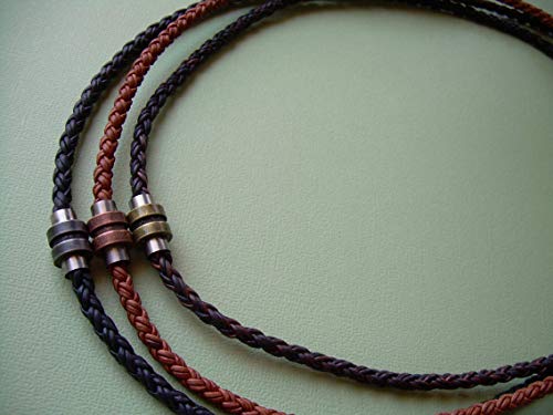 Handmade Braided Leather Necklace with Magnetic Clasp