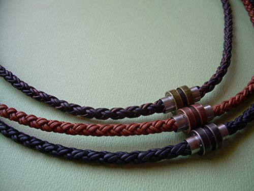 Handmade Braided Leather Necklace with Magnetic Clasp