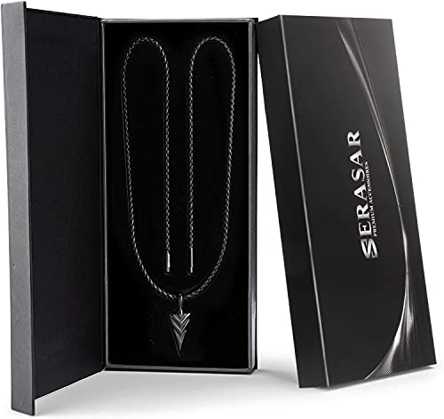Men's Leather Choker Necklace with Pendant