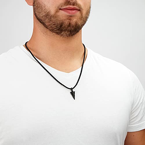 Men's Leather Choker Necklace with Pendant
