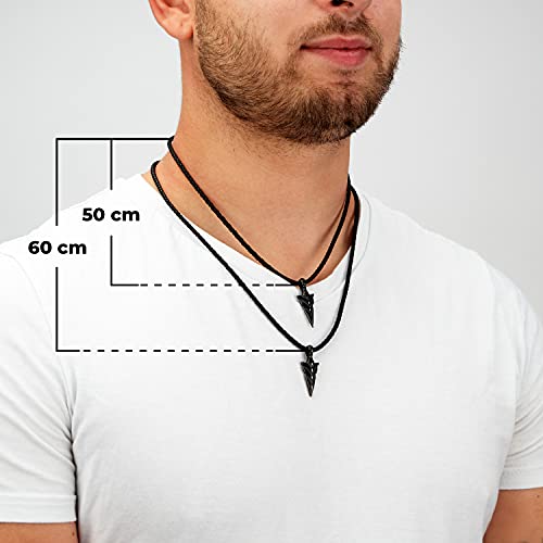 Men's Leather Choker Necklace with Pendant