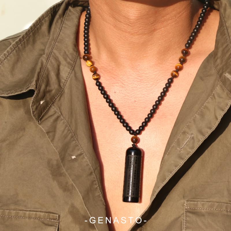 Black Obsidian & Tiger Eye Chakra Necklace