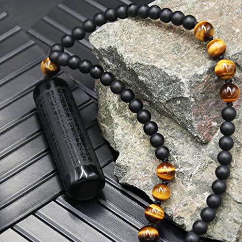 Black Obsidian & Tiger Eye Chakra Necklace