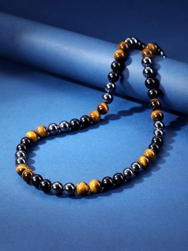 Triple Protection Men's Crystal Beaded Necklace
