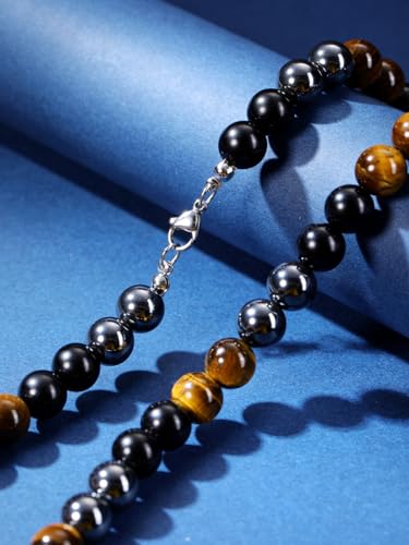Triple Protection Men's Crystal Beaded Necklace