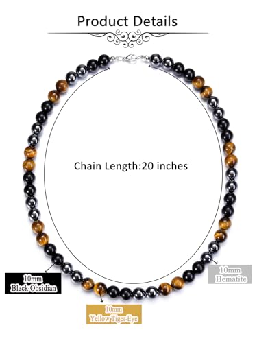 Triple Protection Men's Crystal Beaded Necklace