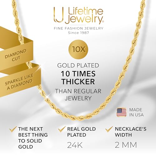 2mm Gold Rope Chain Necklace for Men & Women