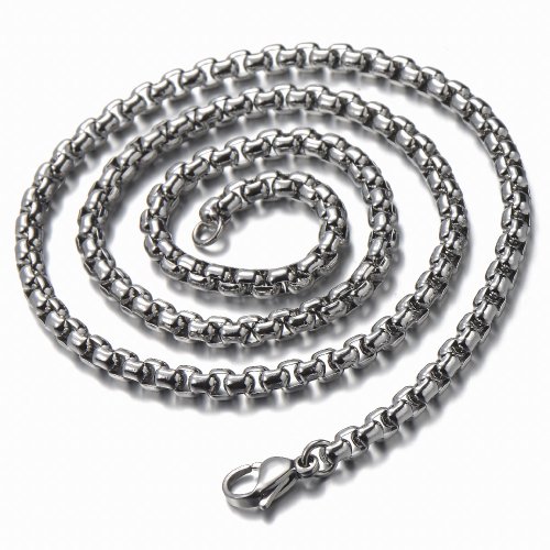 Large Steel Cross Pendant Necklace with Zirconia