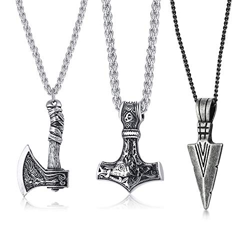 VNOX Viking Pendant Necklace Set for Men
