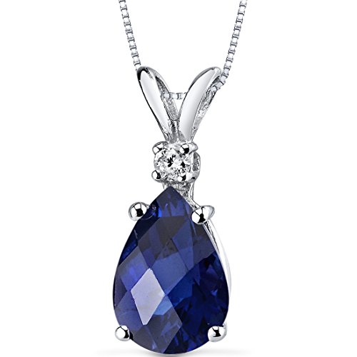 Elegant 14K White Gold Blue Sapphire Diamond Pendant