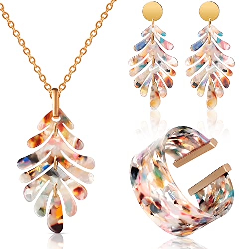 Kenning 4-Piece Acrylic Jewelry Set: Earrings, Necklace, Bracelet