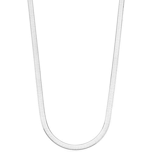 Italian 925 Sterling Silver Herringbone Necklace - 16 Inches
