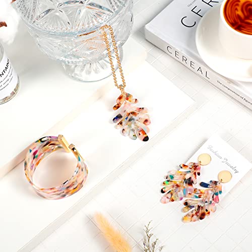 Kenning 4-Piece Acrylic Jewelry Set: Earrings, Necklace, Bracelet