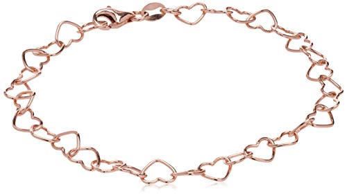 Rose Gold Plated Heart-Link Bracelet in Sterling Silver