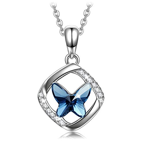 Sterling Silver Butterfly Necklace with Crystal Accent