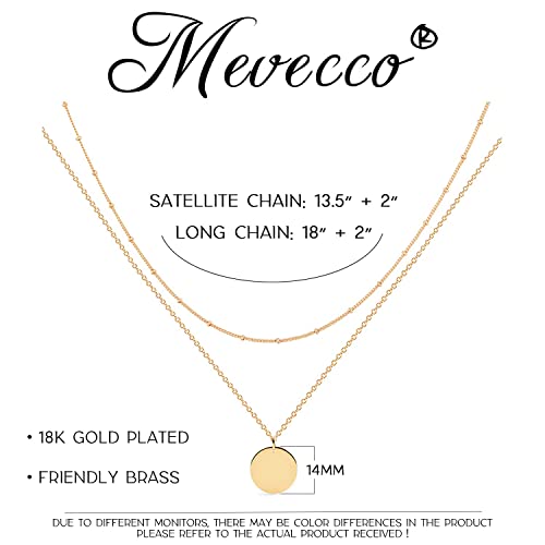 MEVECCO Gold Layered Disc Necklace for Women