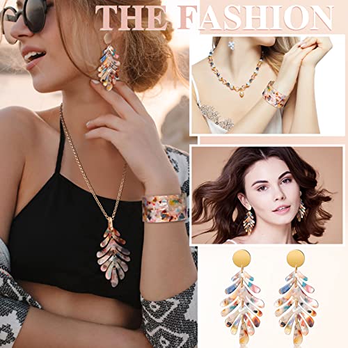 Kenning 4-Piece Acrylic Jewelry Set: Earrings, Necklace, Bracelet